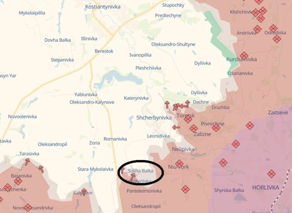 Юрий Баранчик: ВСУ фактически утратили контроль над Сухой Балкой на Константиновском направлении, сообщает военный канал противника со ссылкой на офицера ВСУ